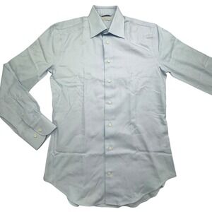 Suitsupply Shirt Mens 15 Blue Extra Slim Fit Traveller Dress Button Up